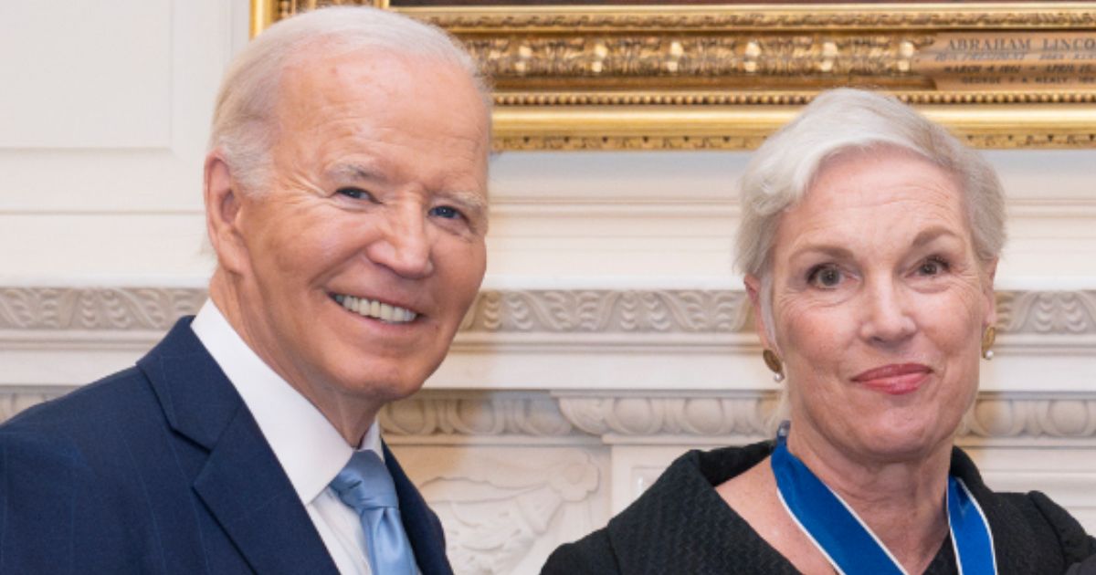 On Wednesday, President Joe Biden, left, awarded the Presidential Medal of Freedom to abortion rights activist Cecile Richards, right.