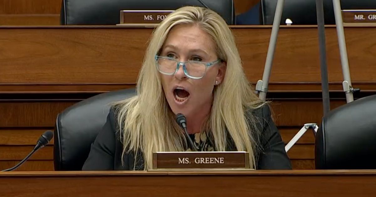 Republican Rep. Marjorie Taylor Greene of Georgia speaks during a House committee hearing Tuesday.