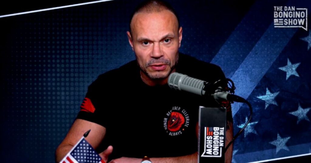 Conservative talk show host Dan Bongino speaks on his show.