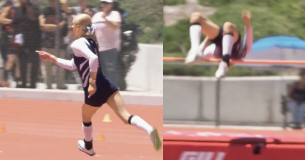 Self-described transgender athlete AB Hernandez competes at the Yorba Linda High School track meet in California on May 10, 2025.