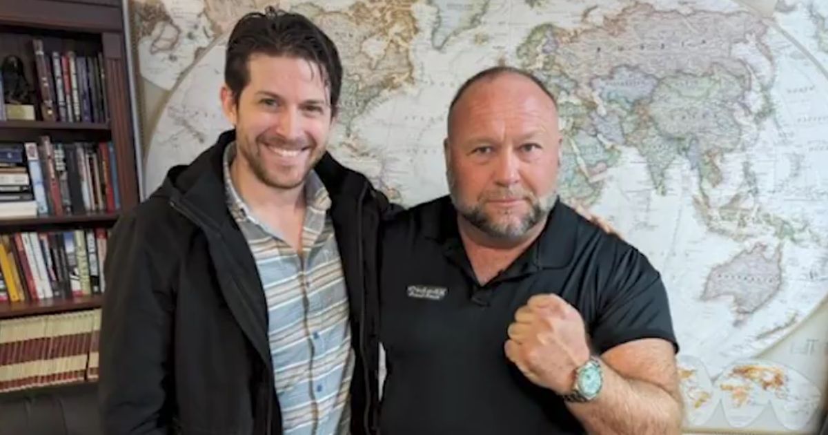 InfoWars host Alex Jones, right, praised Jamie White's work for the organization when he announced White's untimely death Monday.