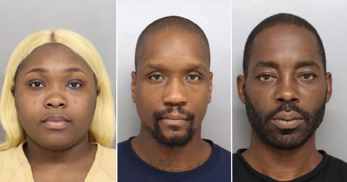 Suspects Montianez, DeKyra Vernon, and Jermaine Matthews pose for mugshot photographs.