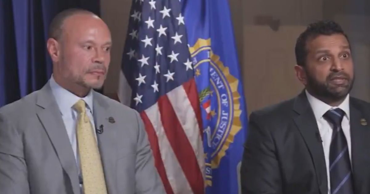 This X screen shot shows FBI Director Kash Patel (L) and Deputy Director Dan Bongino (R) speaking to Fox News host Maria Bartiromo in an interview aired May 18.