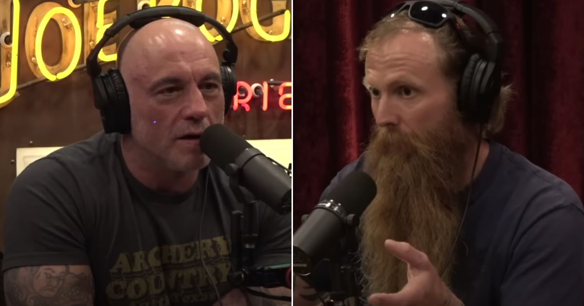 Retired Navy SEAL Chadd Wright dug into some fundamental issues of Christianity with podcast host Joe Rogan, left.